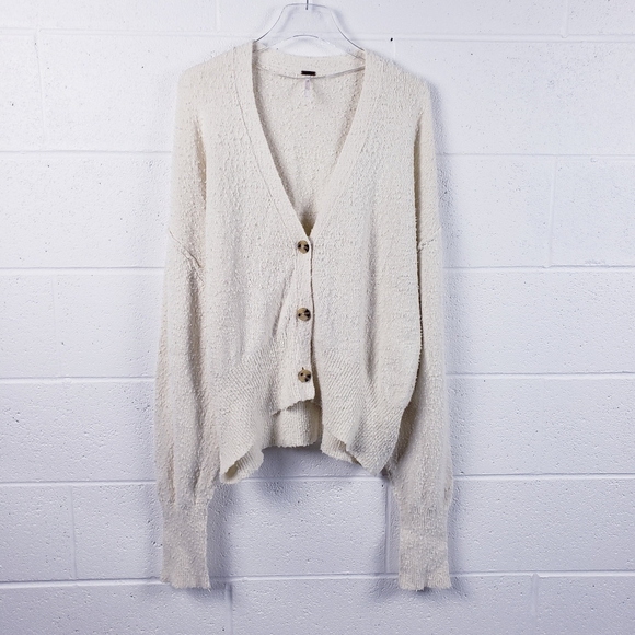 Free People Found My Friend Cardi Cardigan Sweater Cream Women's Large OB1329716 - Picture 3 of 15